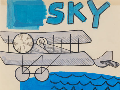 Sky (Biplane Flying Over Water), Collage, 1994