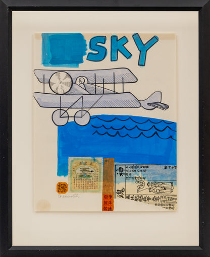 Sky (Biplane Flying Over Water), Collage, 1994