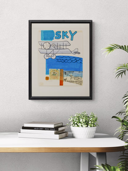 Sky (Biplane Flying Over Water), Collage, 1994