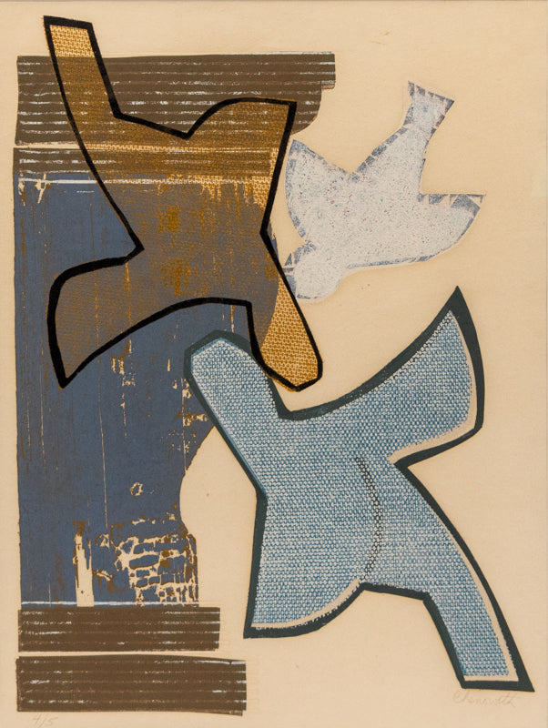 Untitled (Blue Birds), Lithograph Print, 1970s