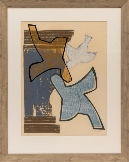 Untitled (Blue Birds), Lithograph Print, 1970s