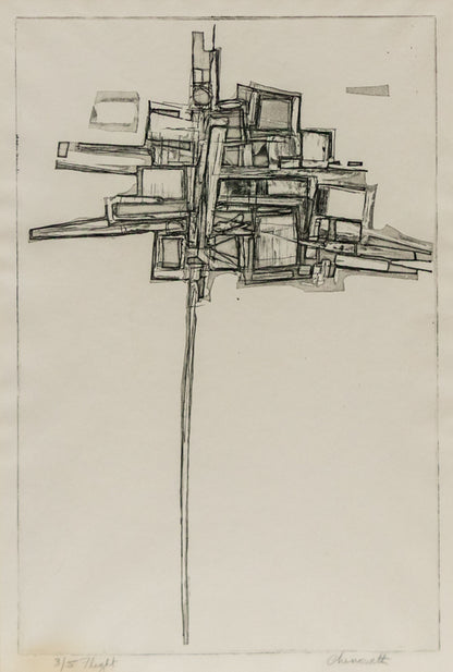 Flight  (Geometric Abstraction in Black and White), Print, circa 1950