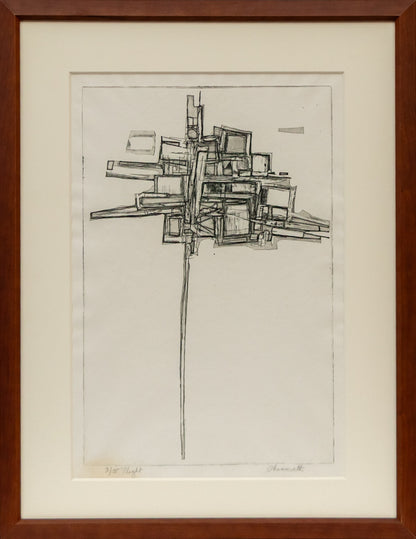 Flight  (Geometric Abstraction in Black and White), Print, circa 1950