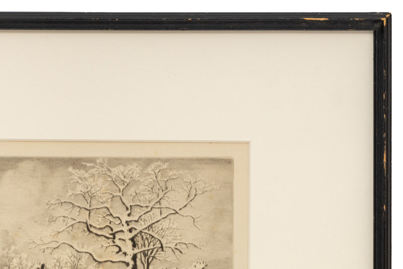 Cornfield in Winter (Snowy Landscape with Cornstalks and Trees), Print