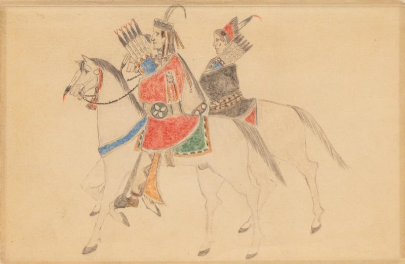 artwork for sale. Two Plains Indians on Horseback, circa 1970-1999