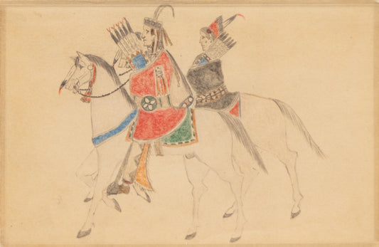 artwork for sale. Two Plains Indians on Horseback, circa 1970-1999