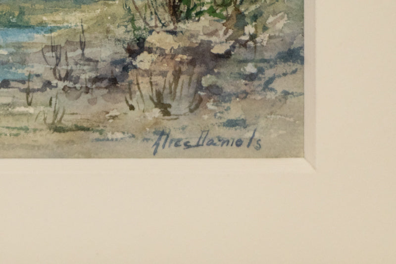 Untitled (Mountain Landscape with Creek and Snowy Peaks), Painting, circa 1960