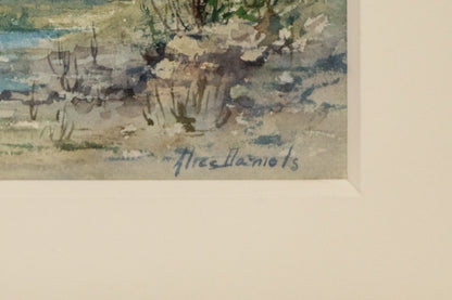 Untitled (Mountain Landscape with Creek and Snowy Peaks), Painting, circa 1960