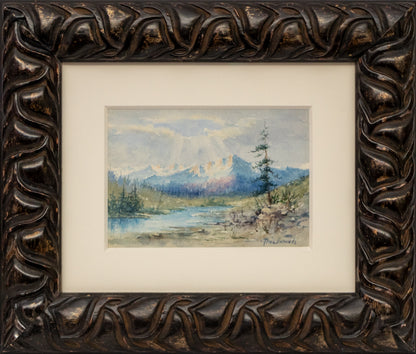 Untitled (Mountain Landscape with Creek and Snowy Peaks), Painting, circa 1960