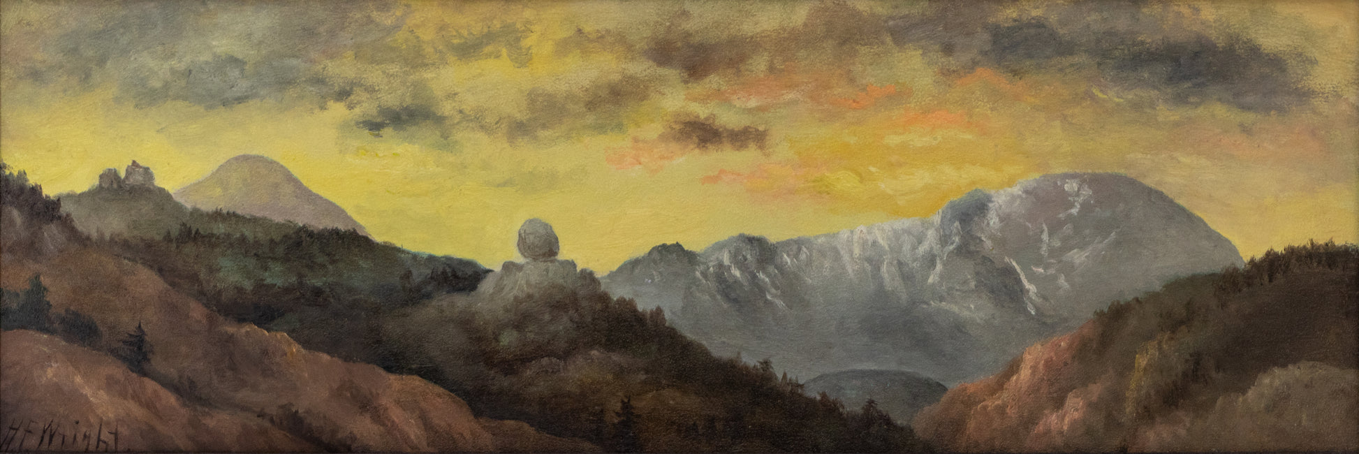 Harriet Freeman Wright, Pikes Peak (Mountain Landscape at Sunset), circa 1890, oil on canvas board Painting