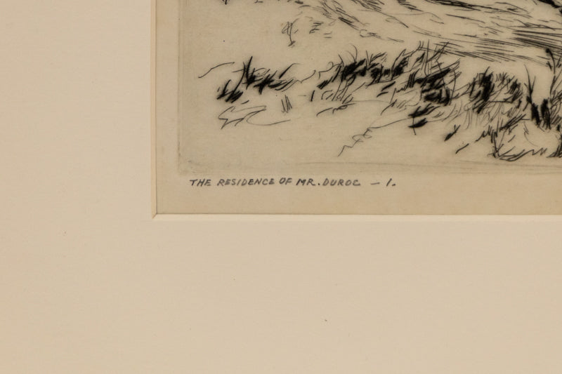 Thompson River (River with Trees, Colorado), Print, circa 1936, Lyman Byxbe (1886-1980), vintage fine art, Vertical, Small, Framed, etching, paper, circa 1936, 1900-1949, 1930s, 1940s, 20th CENTURY (1900-1999), Lyman, Byxbe, Landscape, Mountains, Colorado, 6 x 4 inches