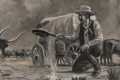 Untitled (Cowboy & Longhorns), Painting