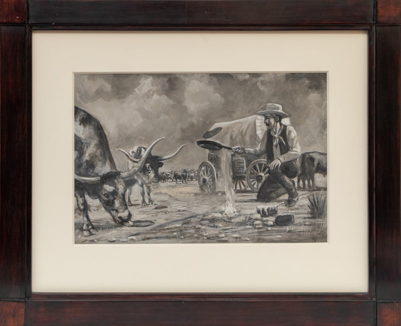 Untitled (Cowboy & Longhorns), Painting