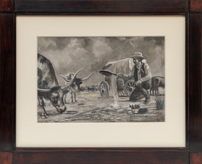Untitled (Cowboy & Longhorns), Painting