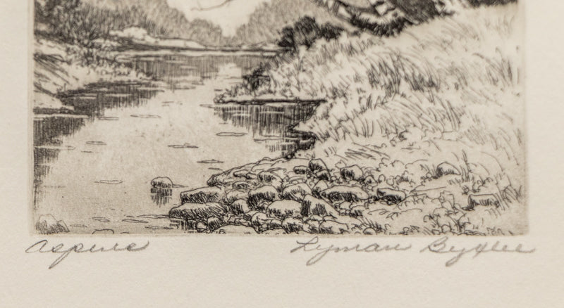 Aspens (Landscape with Aspens and River), Print, circa 1930-1960