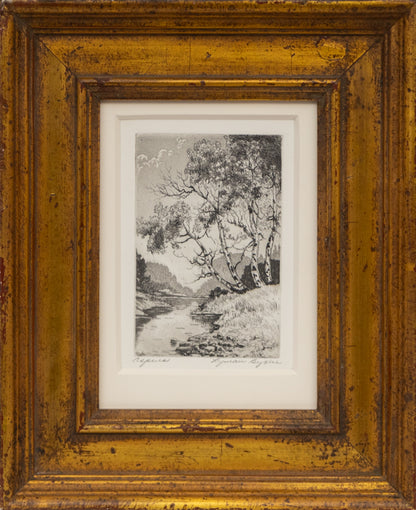 Aspens (Landscape with Aspens and River), Print, circa 1930-1960