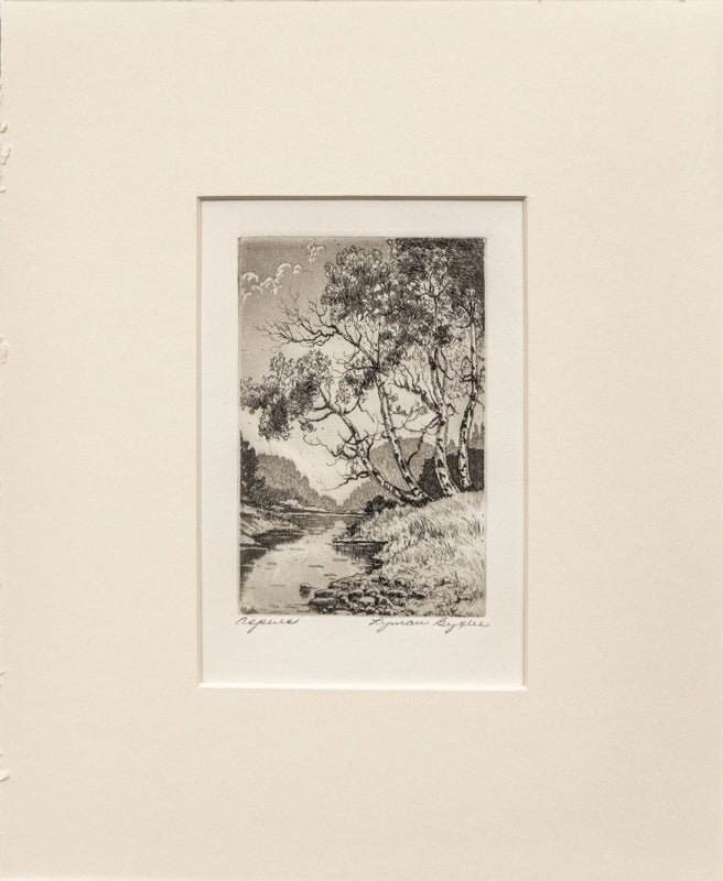 Aspens (Landscape with Aspens and River), Print, circa 1930-1960