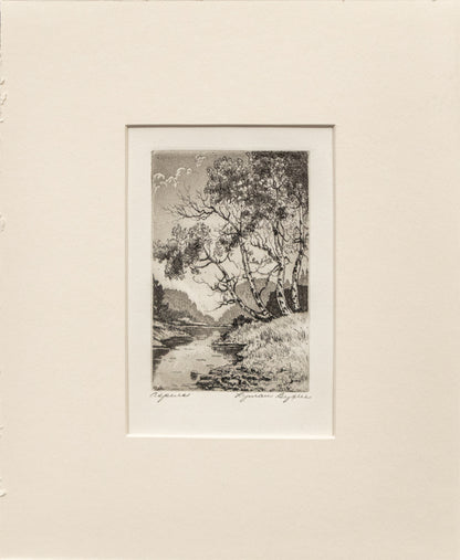 Aspens (Landscape with Aspens and River), Print, circa 1930-1960