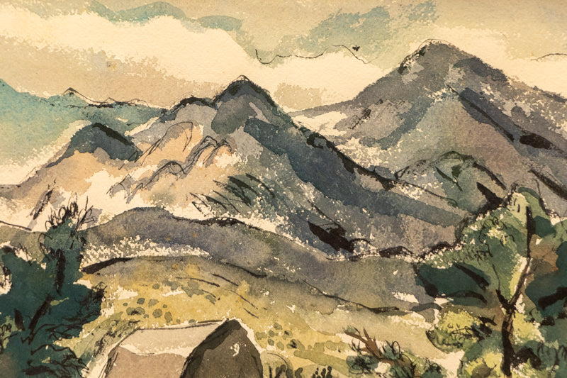 Untitled (Colorado Mountain Landscape with Barn), Painting, 1946