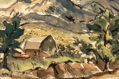 Untitled (Colorado Mountain Landscape with Barn), Painting, 1946