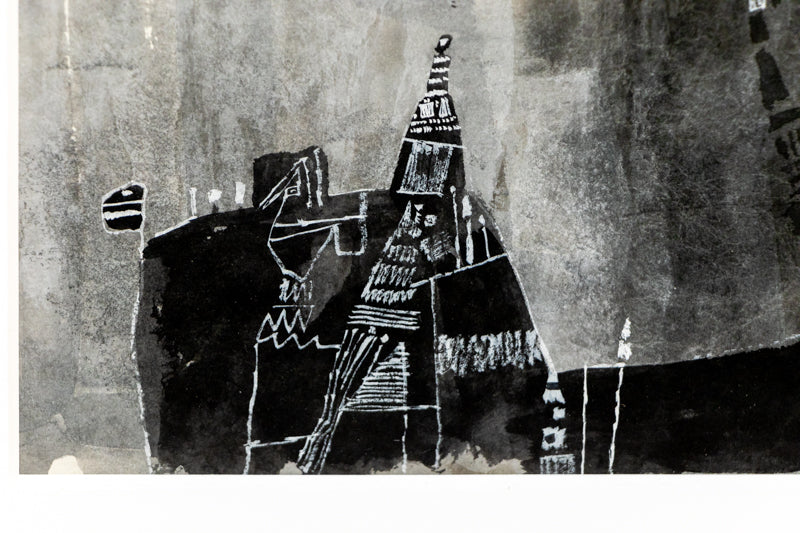 Untitled (Abstract monochrome composition in Black and White), Painting, 1985