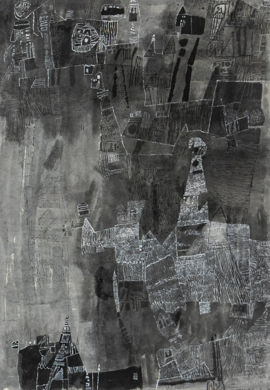 Untitled (Abstract monochrome composition in Black and White), Painting, 1985