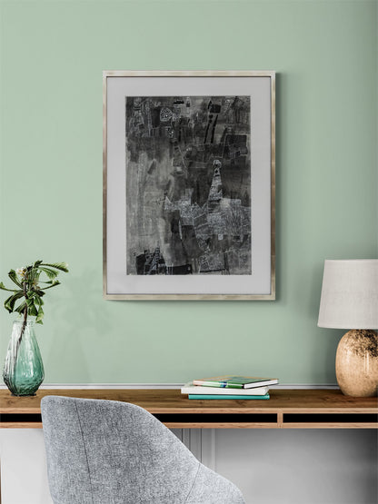 Untitled (Abstract monochrome composition in Black and White), Painting, 1985