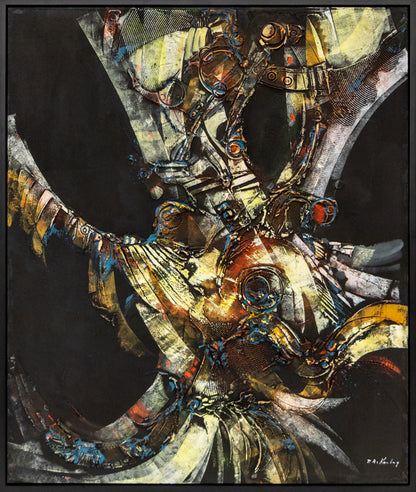 Untitled (Abstract in Black, Yellow, Red, and Blue), Painting, circa 1960-1970