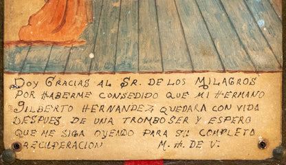 Ex Voto; Holy Tribute for Saving a Brother, Retablo, circa 1925