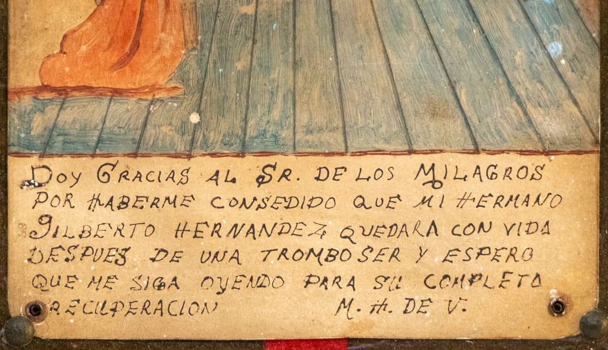 Ex Voto; Holy Tribute for Saving a Brother, Retablo, circa 1925