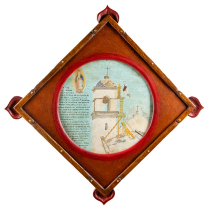 Ex Voto; Holy Tribute for the Healing from Falling off the Church Bell Tower., Retablo, dated 1934