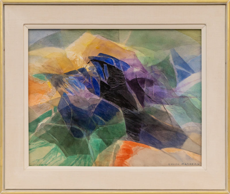 Above the Plains (Semi Abstract Colorado Landscape), Painting, circa 1970