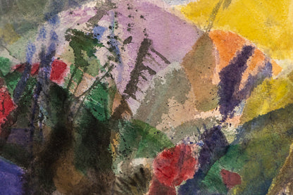 Springtime (Colorado), Painting, circa 1970, Ethel Magafan (1916-1993), Painting, 9 ¾ x 13 ¾ inches, Shipbox: ShipBox-S, Horizontal, Small, Framed, watercolor, paper, circa 1970, 1950-1999, 1960s, 1970s, 1980s, 20th CENTURY (1900-1999), Ethel, Magafan, Abstract, Landscape, Mountains, Women Artists, Broadmoor Art Academy - Colorado Springs Fine Arts Center, Colorado, Fine Art