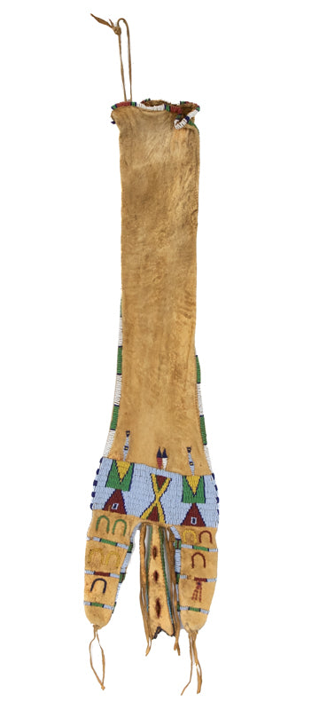 Plains Beaded Tobacco Bag, Arapaho, circa 1880, glass trade beads on hide Tobacco Bag