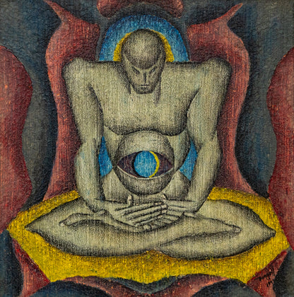Charles Bunnell (1897-1968) artwork for sale. Untitled (Seated Man with Orb), Painting, circa 1940