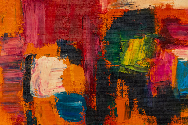 Change World (Abstract in Red, Orange, Black, Yellow, and Blue), Painting, dated 1964