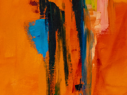 Change World (Abstract in Red, Orange, Black, Yellow, and Blue), Painting, dated 1964