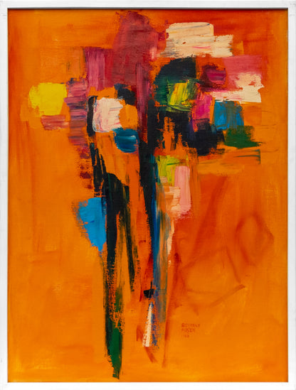Change World (Abstract in Red, Orange, Black, Yellow, and Blue), Painting, dated 1964