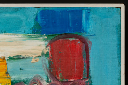 Jacob Ladder (Abstract in Pink, Red, Orange, Yellow, and Blue), Painting, dated 1964
