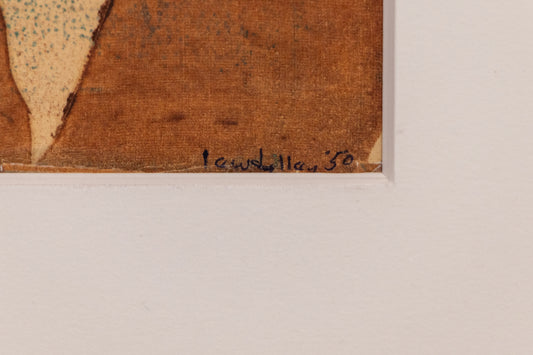 Untitled (Blue, Cream, and Brown Abstract), Painting, dated 1950