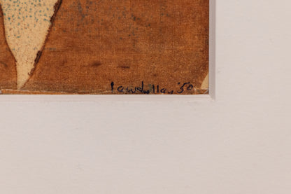 Untitled (Blue, Cream, and Brown Abstract), Painting, dated 1950