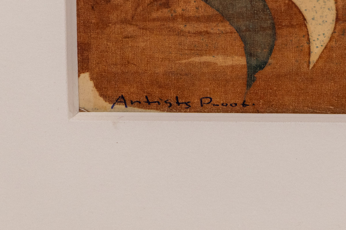 Untitled (Blue, Cream, and Brown Abstract), Painting, dated 1950