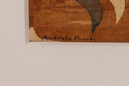 Untitled (Blue, Cream, and Brown Abstract), Painting, dated 1950