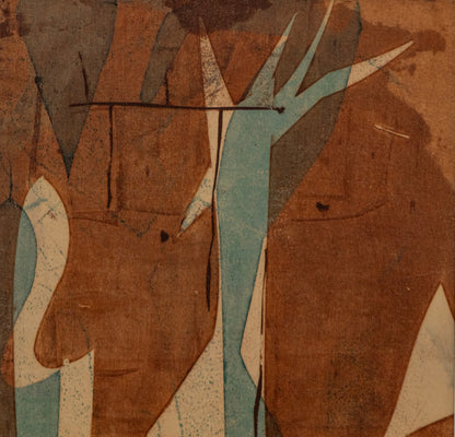 Untitled (Blue, Cream, and Brown Abstract), Painting, dated 1950