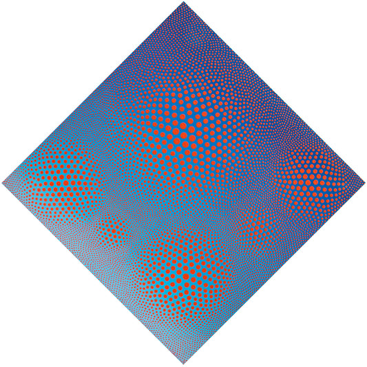 Vance Kirkland (1904-1981) artwork for sale. Cadmium Scarlet on Cerulean, #8 (Geometric Abstraction), Painting, dated 1968