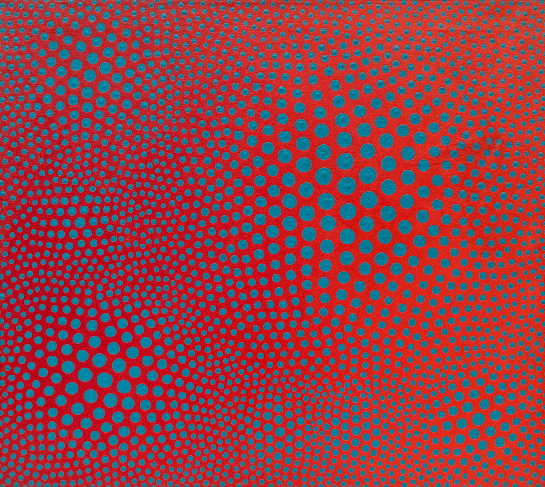 Vibrations of Cerulean on Scarlet, #10, Painting, dated 1968