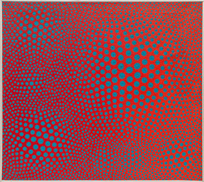 Vibrations of Cerulean on Scarlet, #10, Painting, dated 1968