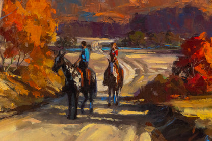 Mountain Landscape with Two Horses and Riders, Painting