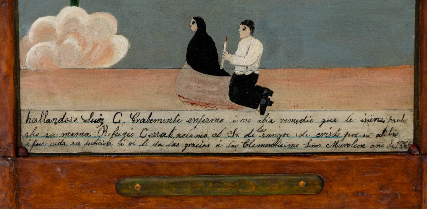 Ex-Voto; Giving Thanks for Saving her Son, Retablo, dated 1866