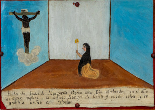 artwork for sale. Ex-Voto; Giving Thanks for Surviving Terrible Fevers, Retablo, circa 1878